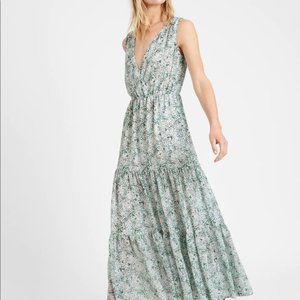 Banana republic floral maxi ruffle dress green size XL